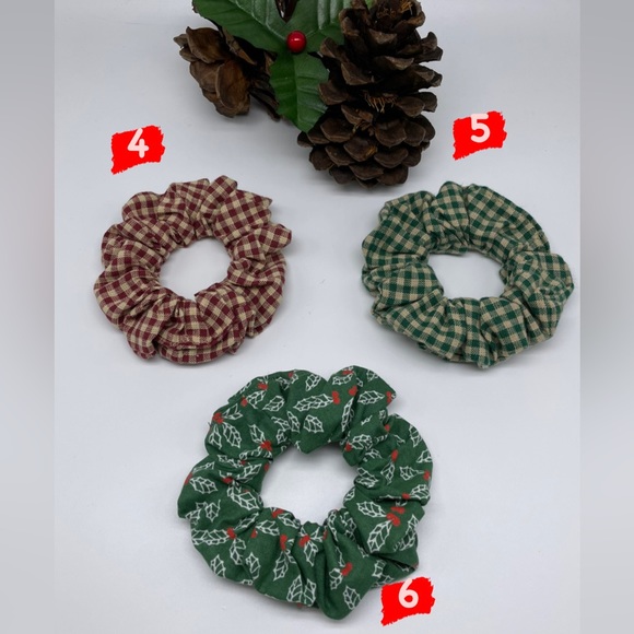 Set of 3 Christmas Inspired Scrunchies / Holiday Scrunchies - Picture 3 of 7